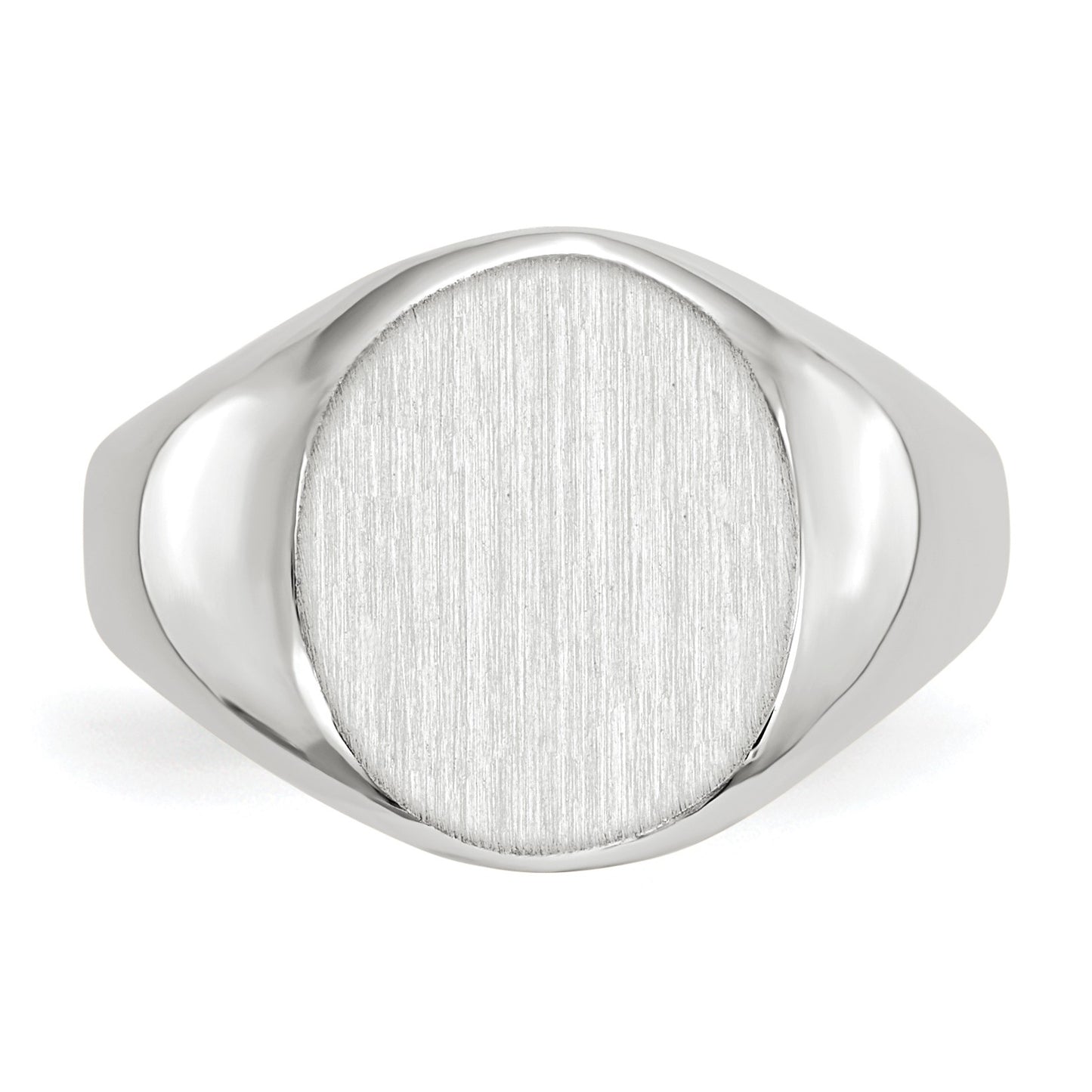 14k White Gold 11.0x12.5mm Oval Open Back Signet Ring