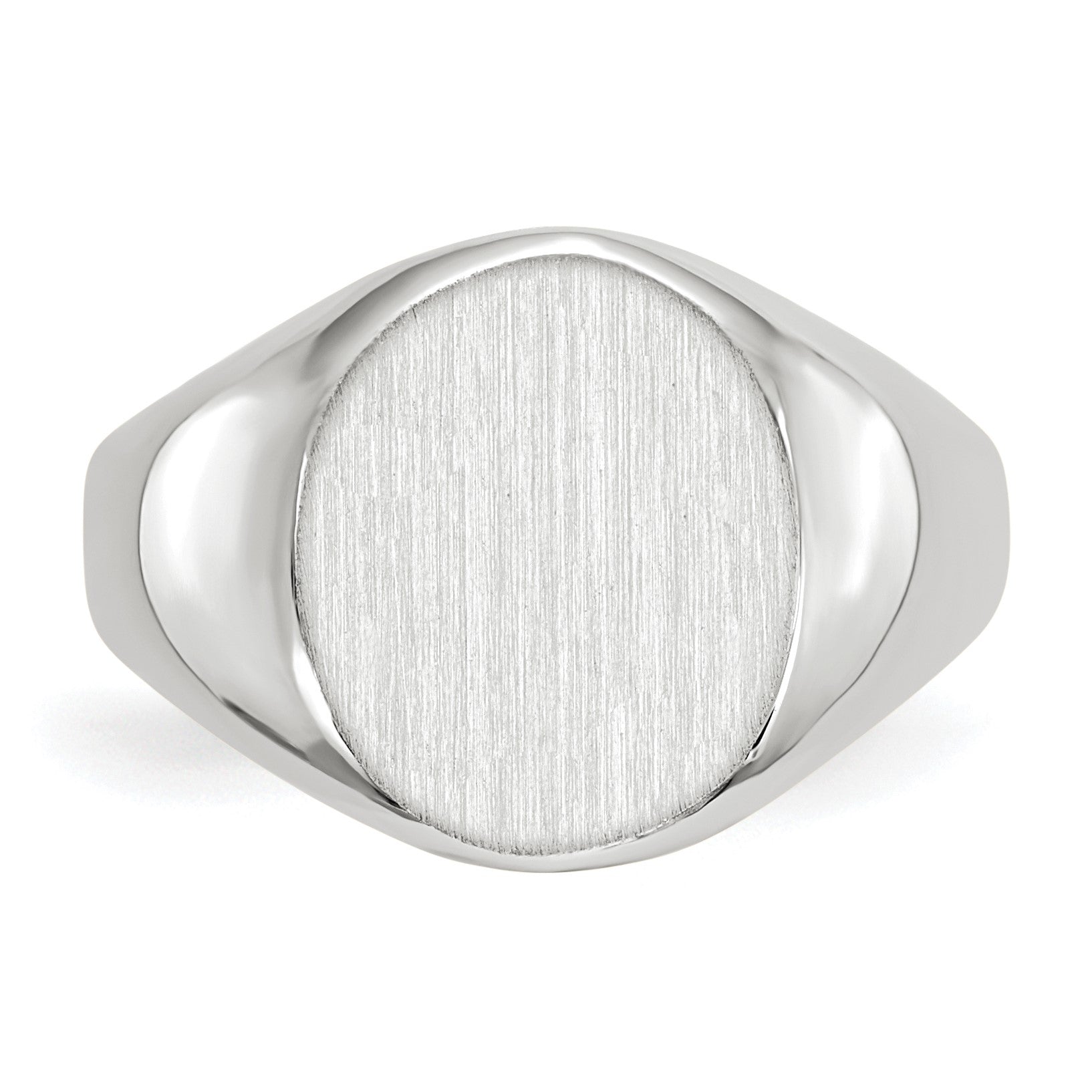 14k White Gold 11.0x12.5mm Oval Open Back Signet Ring