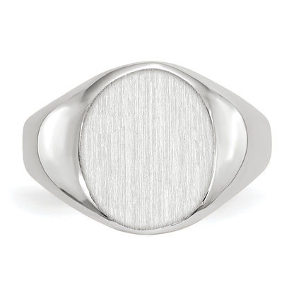 14k White Gold 11.0x12.5mm Oval Open Back Signet Ring