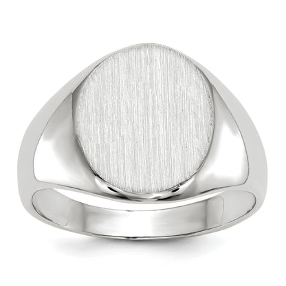 14k White Gold 11.0x12.5mm Oval Open Back Signet Ring