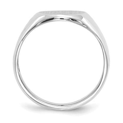 14k White Gold 11.0x13.0mm Oval Open Back Signet Ring