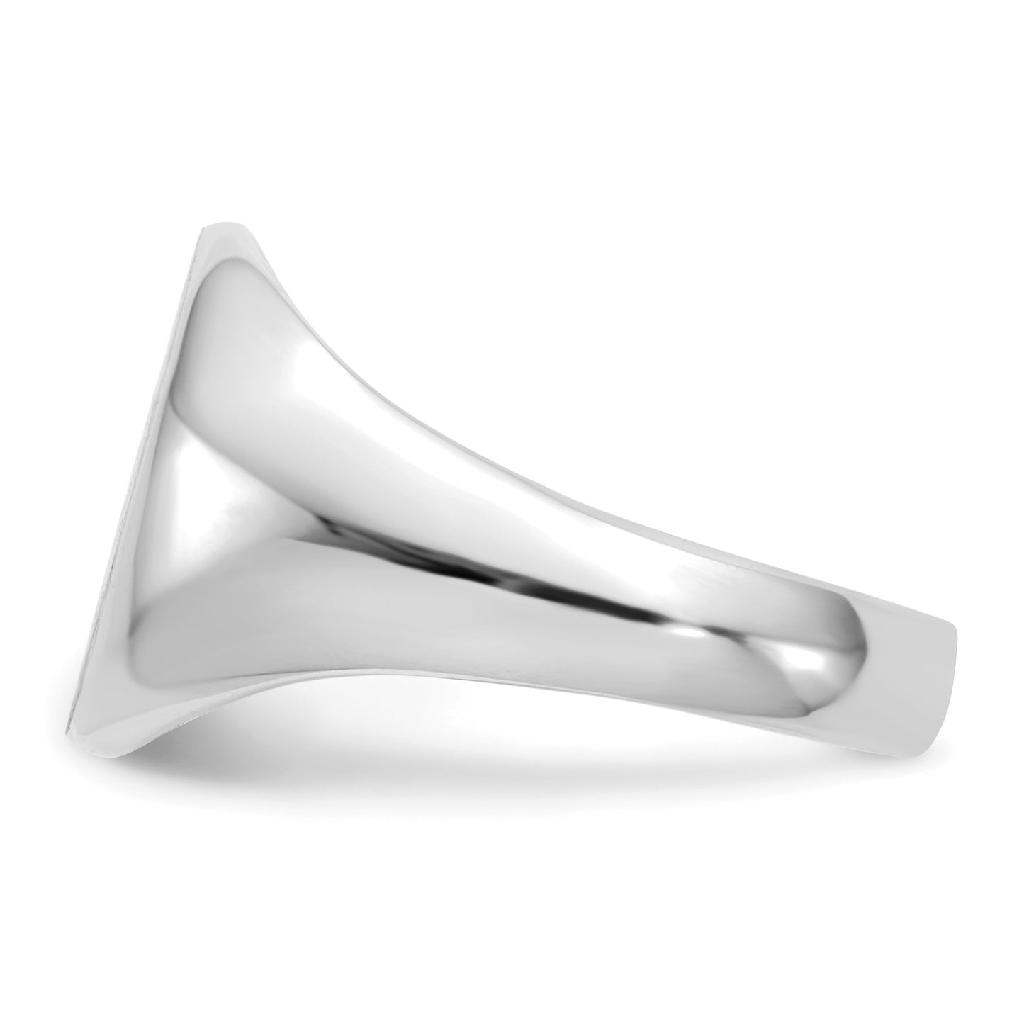 14k White Gold 11.0x13.0mm Oval Open Back Signet Ring