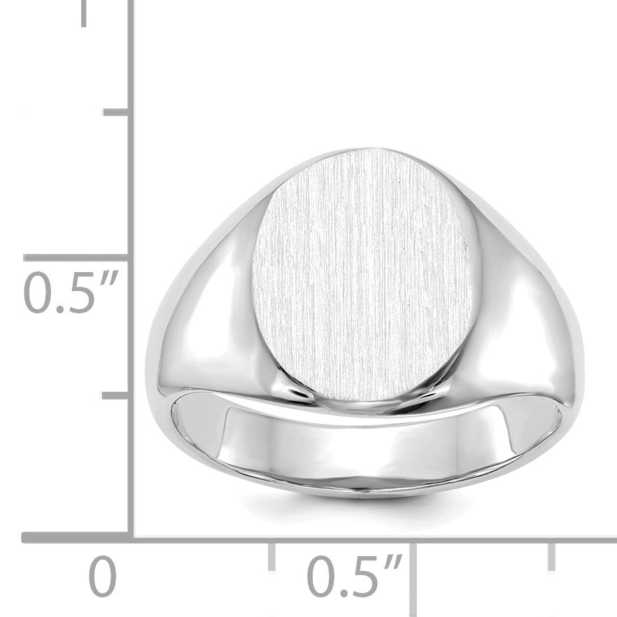 14k White Gold 11.0x13.0mm Oval Open Back Signet Ring