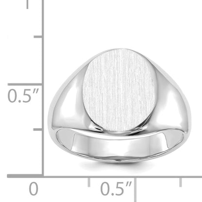 14k White Gold 11.0x13.0mm Oval Open Back Signet Ring