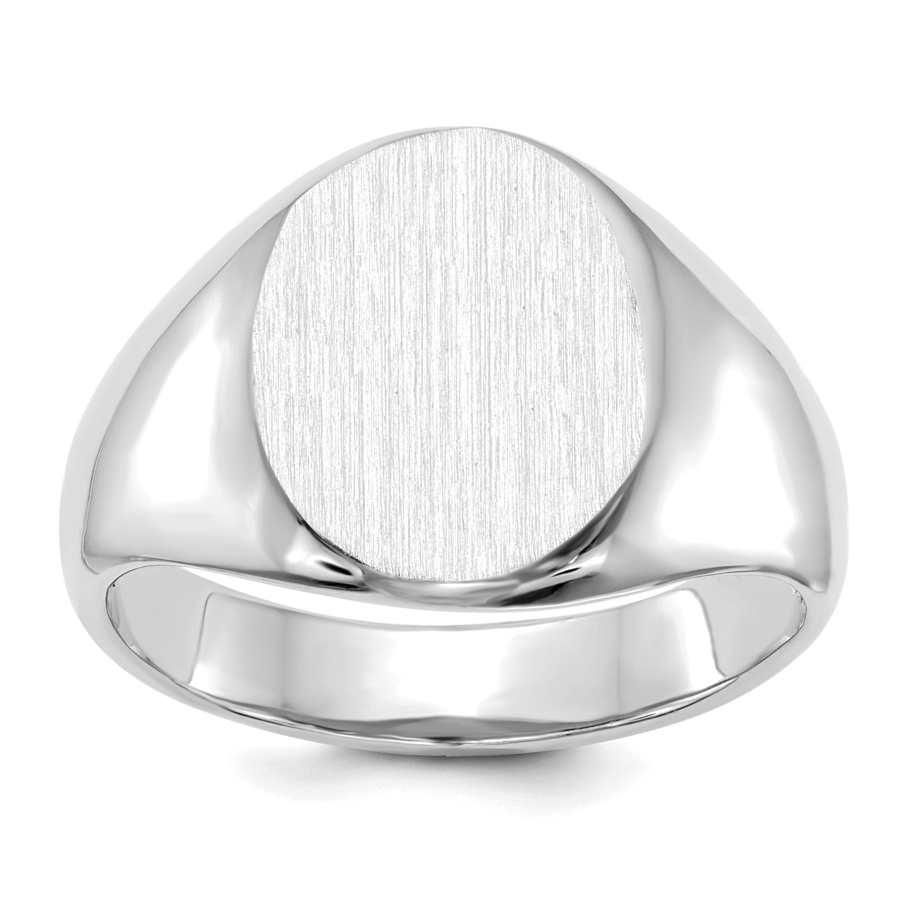 14k White Gold 11.0x13.0mm Oval Open Back Signet Ring