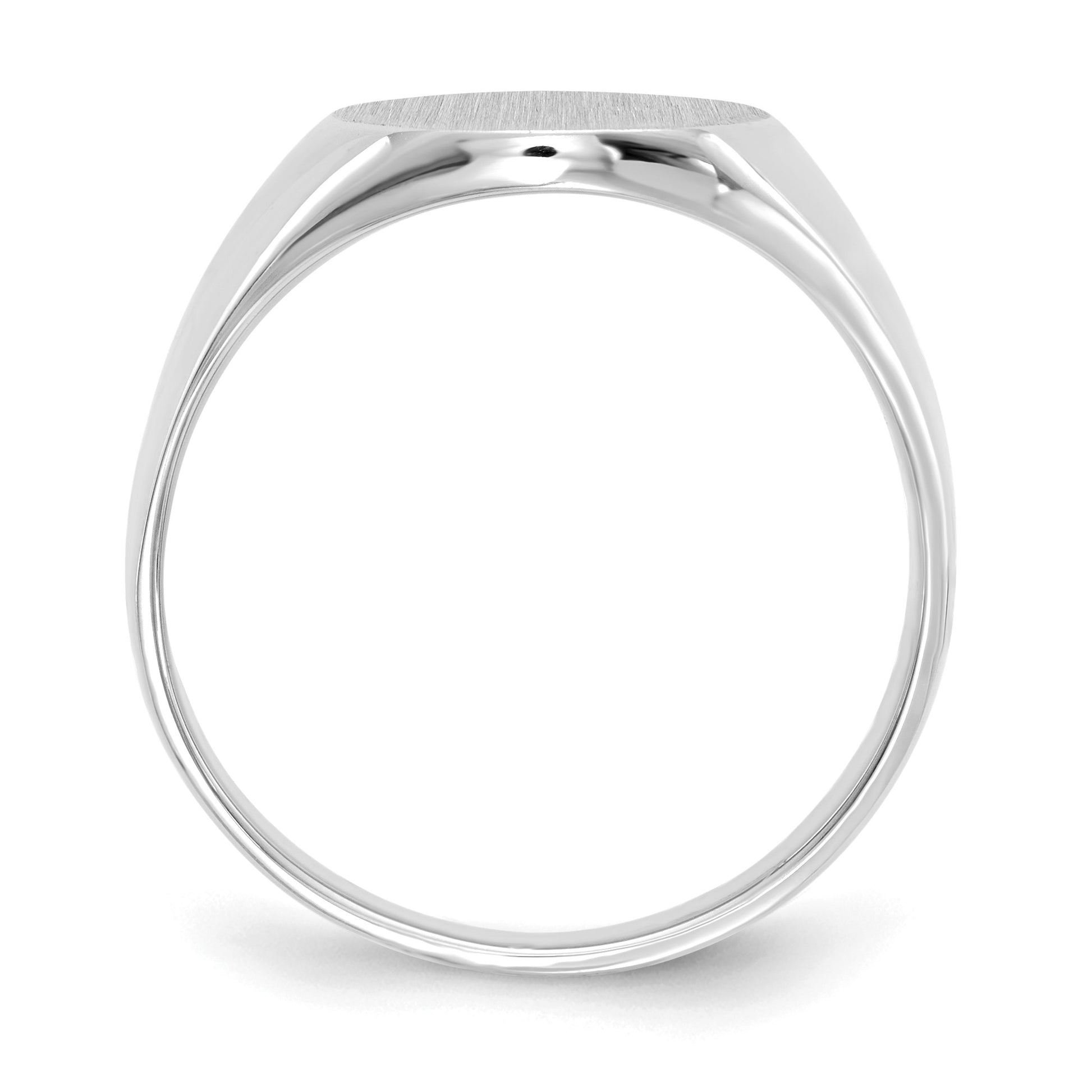 14k White Gold 13.0x15.5mm Oval Open Back Signet Ring