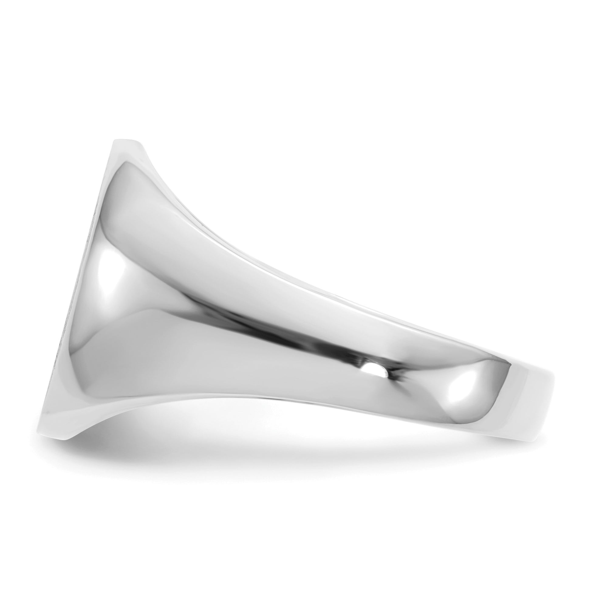 14k White Gold 13.0x15.5mm Oval Open Back Signet Ring