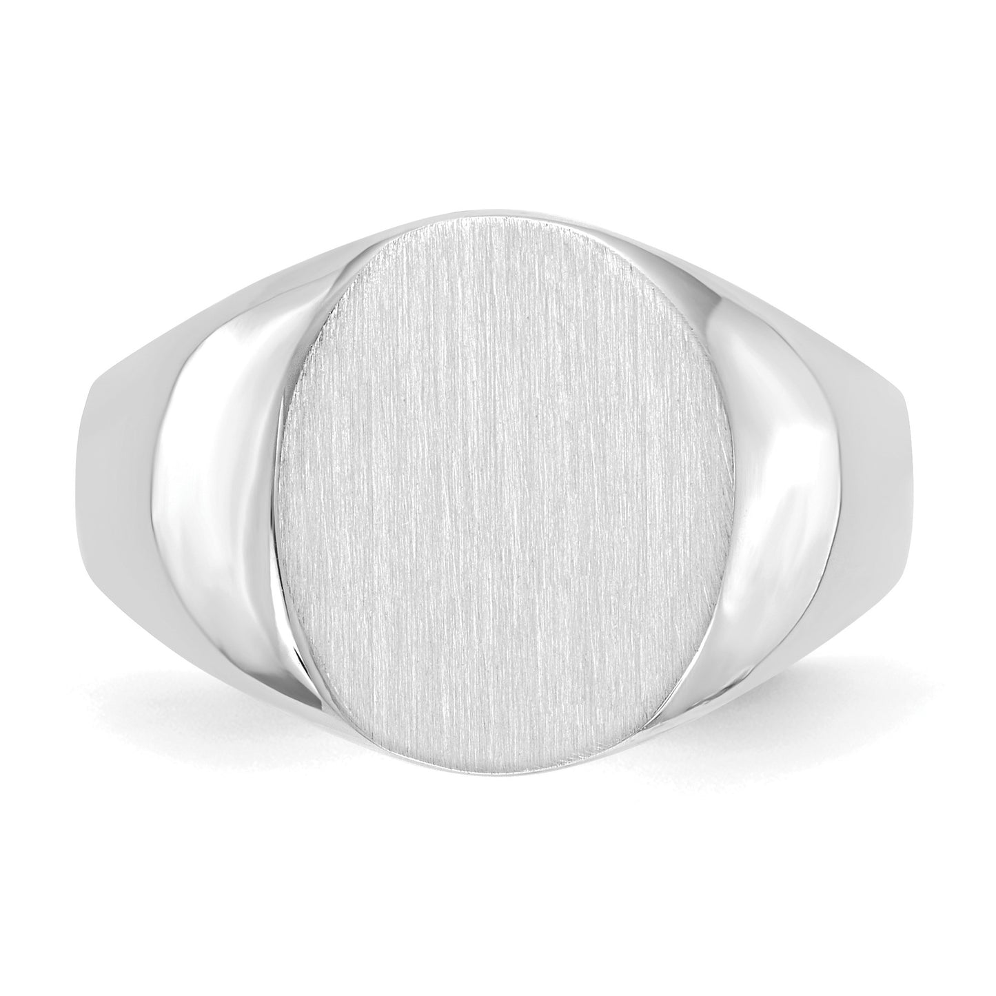 14k White Gold 13.0x15.5mm Oval Open Back Signet Ring