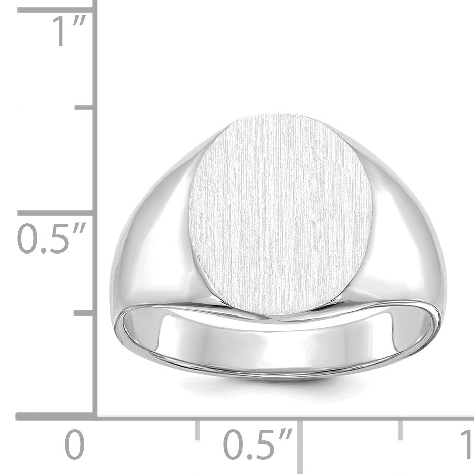 14k White Gold 13.0x15.5mm Oval Open Back Signet Ring