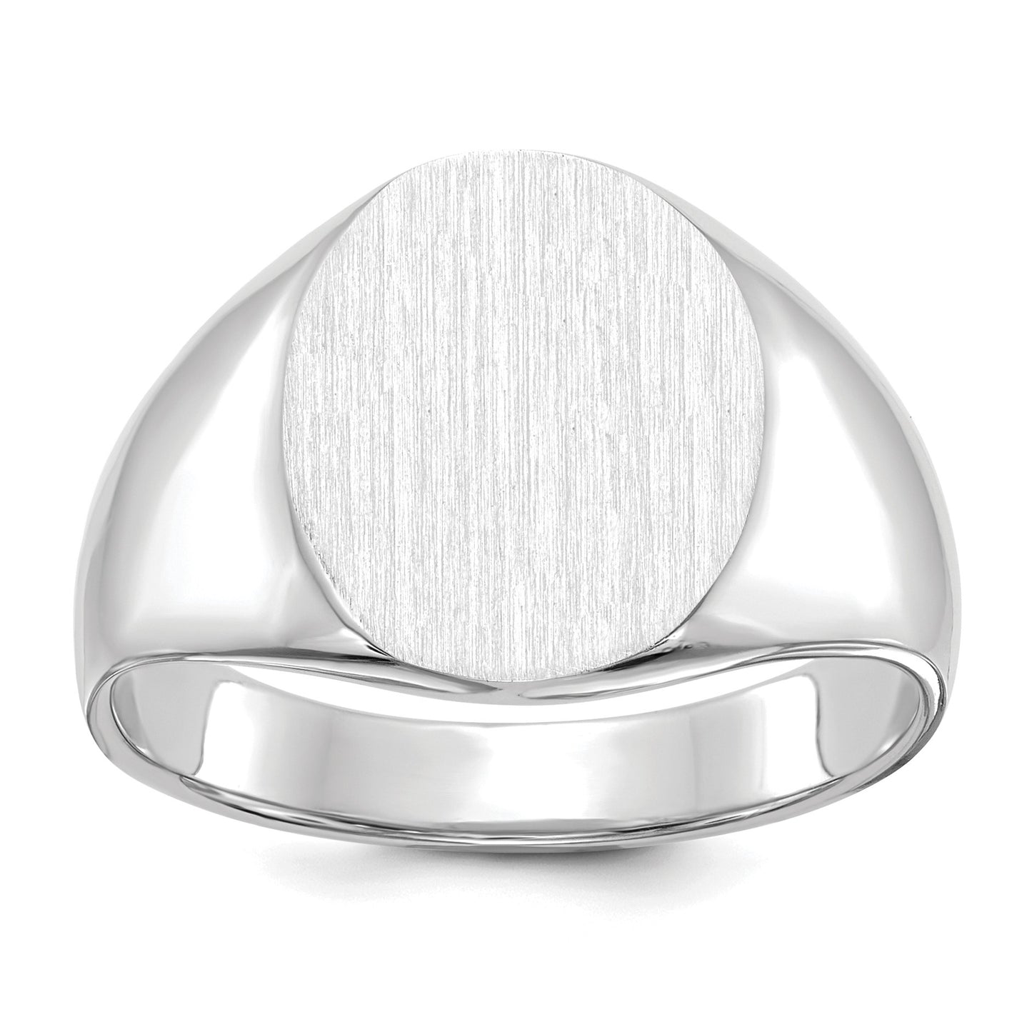 14k White Gold 13.0x15.5mm Oval Open Back Signet Ring