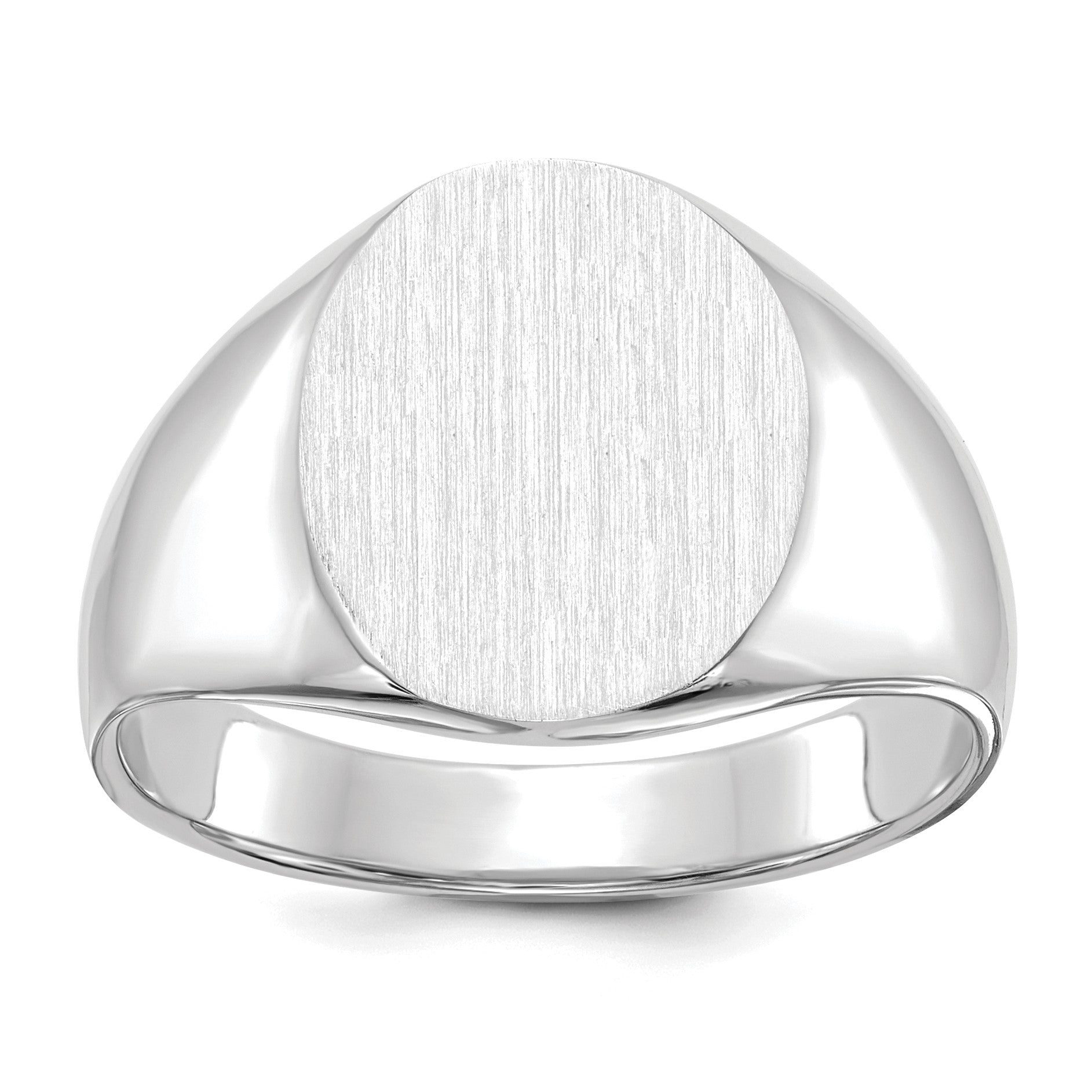 14k White Gold 13.0x15.5mm Oval Open Back Signet Ring