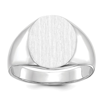 14k White Gold 13.0x15.5mm Oval Open Back Signet Ring