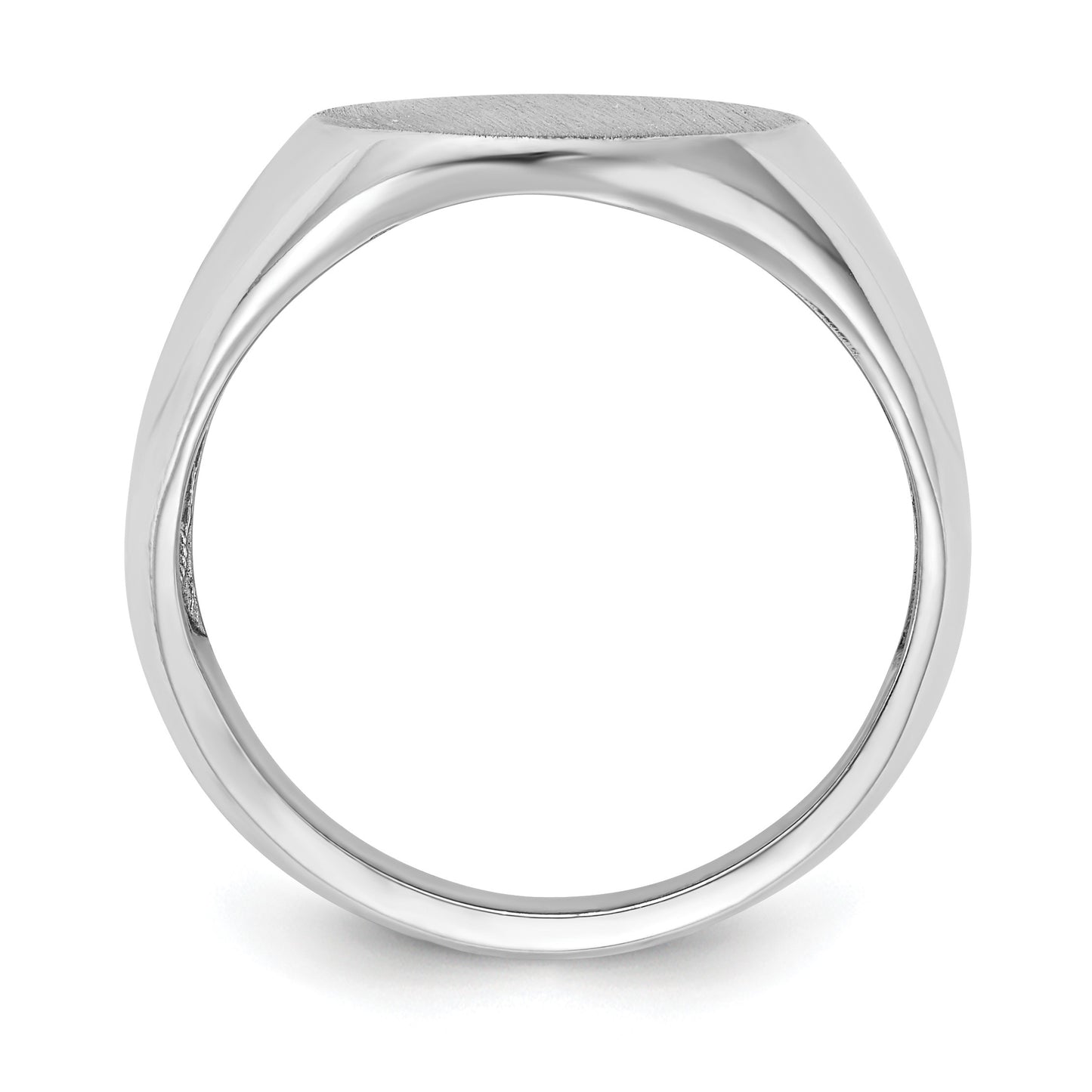 14k White Gold 14.5x18.0mm Oval Open Back Mens Signet Ring