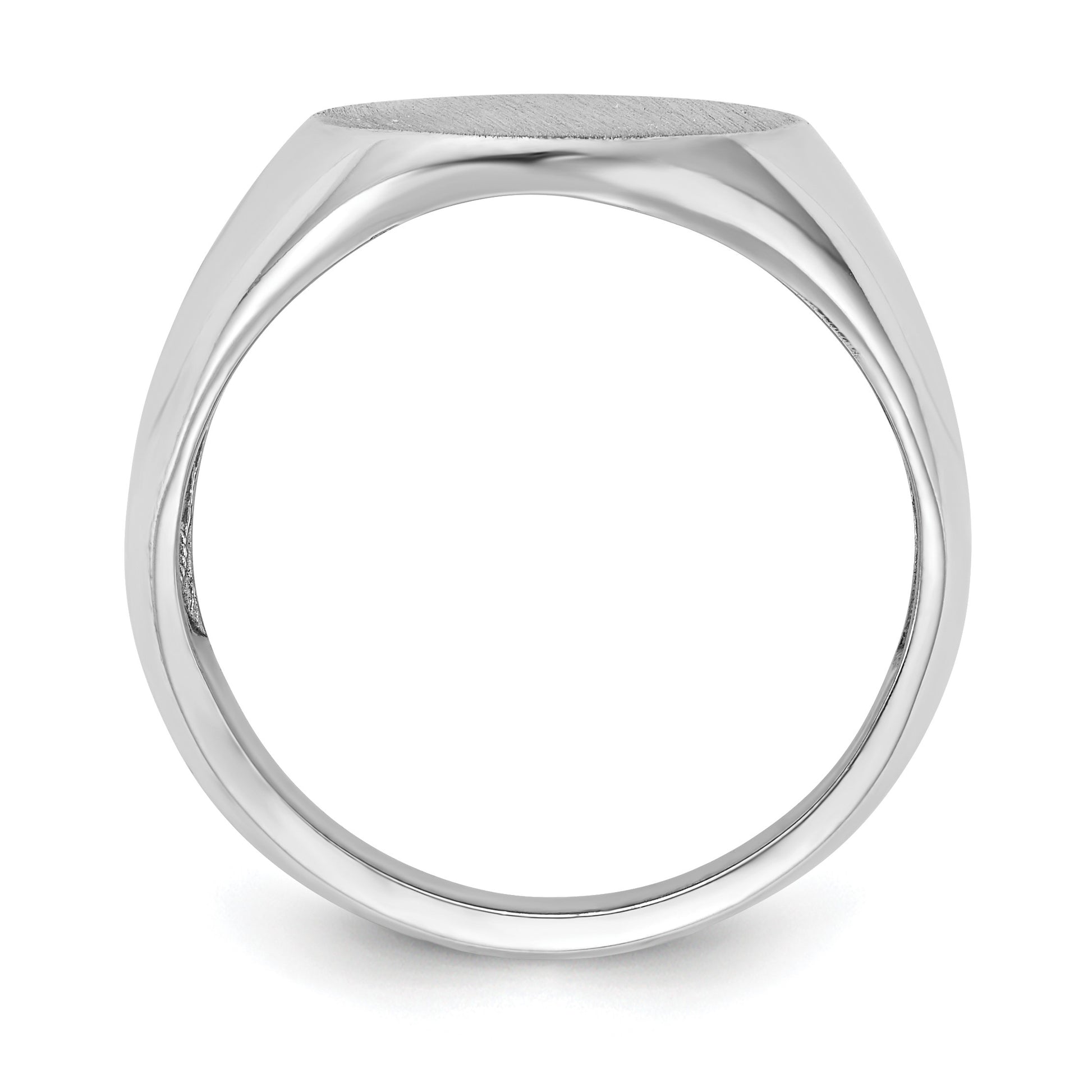 14k White Gold 14.5x18.0mm Oval Open Back Mens Signet Ring