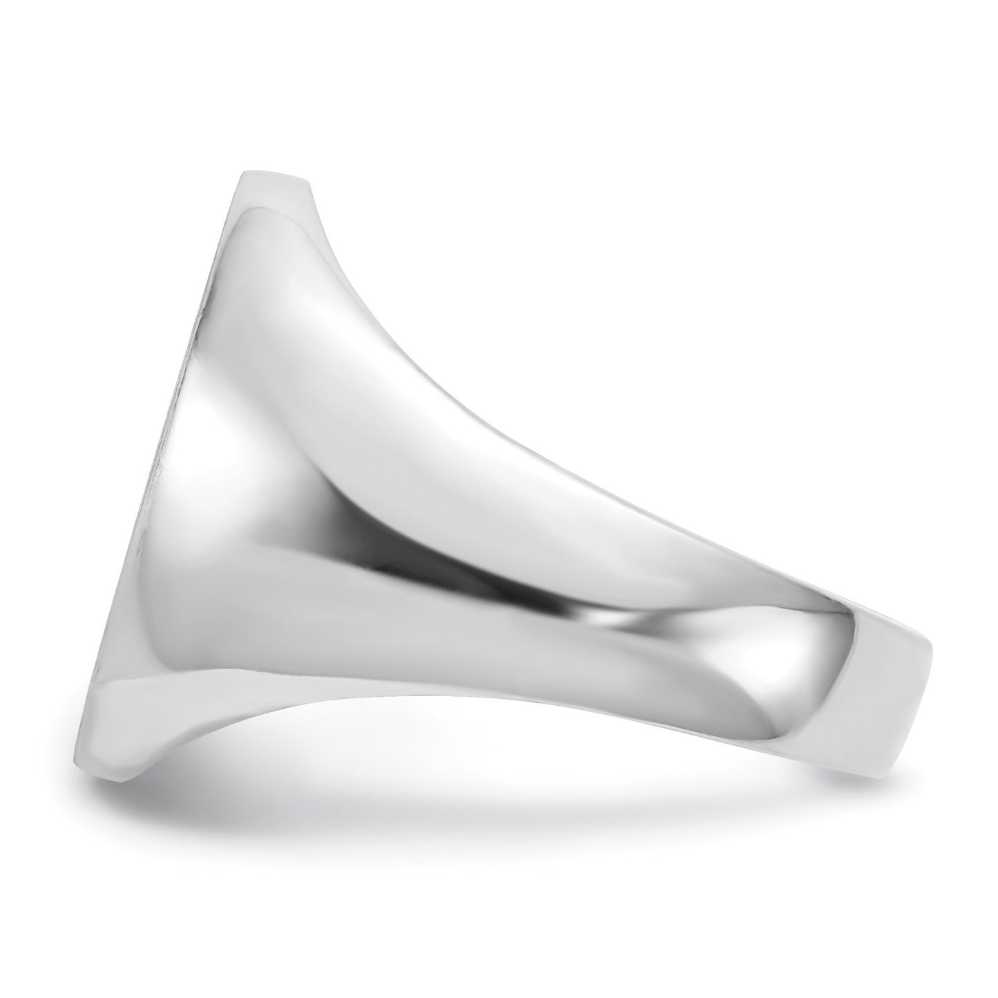 14k White Gold 14.5x18.0mm Oval Open Back Mens Signet Ring