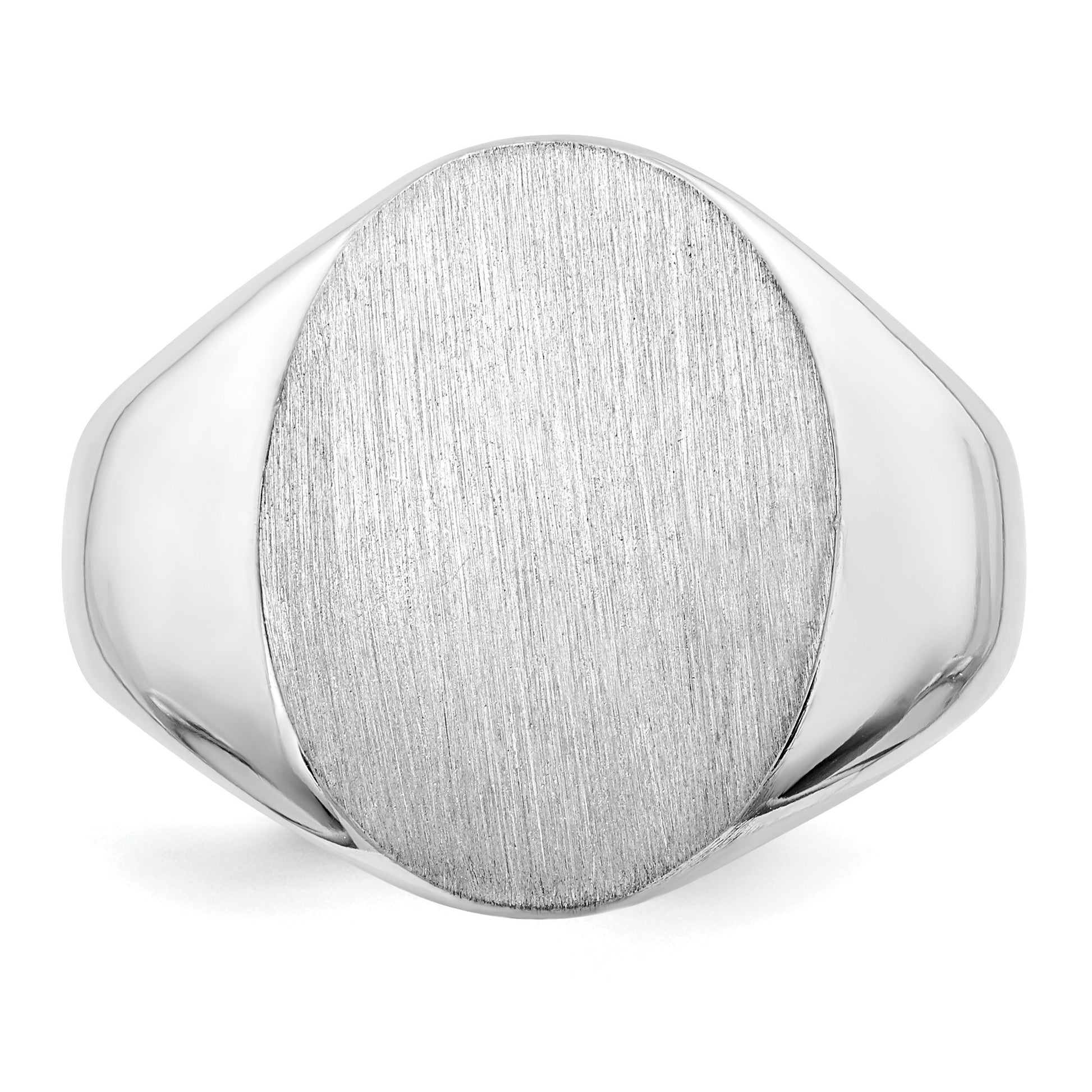 14k White Gold 14.5x18.0mm Oval Open Back Mens Signet Ring