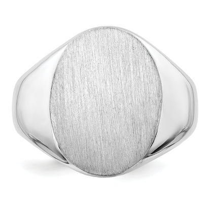 14k White Gold 14.5x18.0mm Oval Open Back Mens Signet Ring