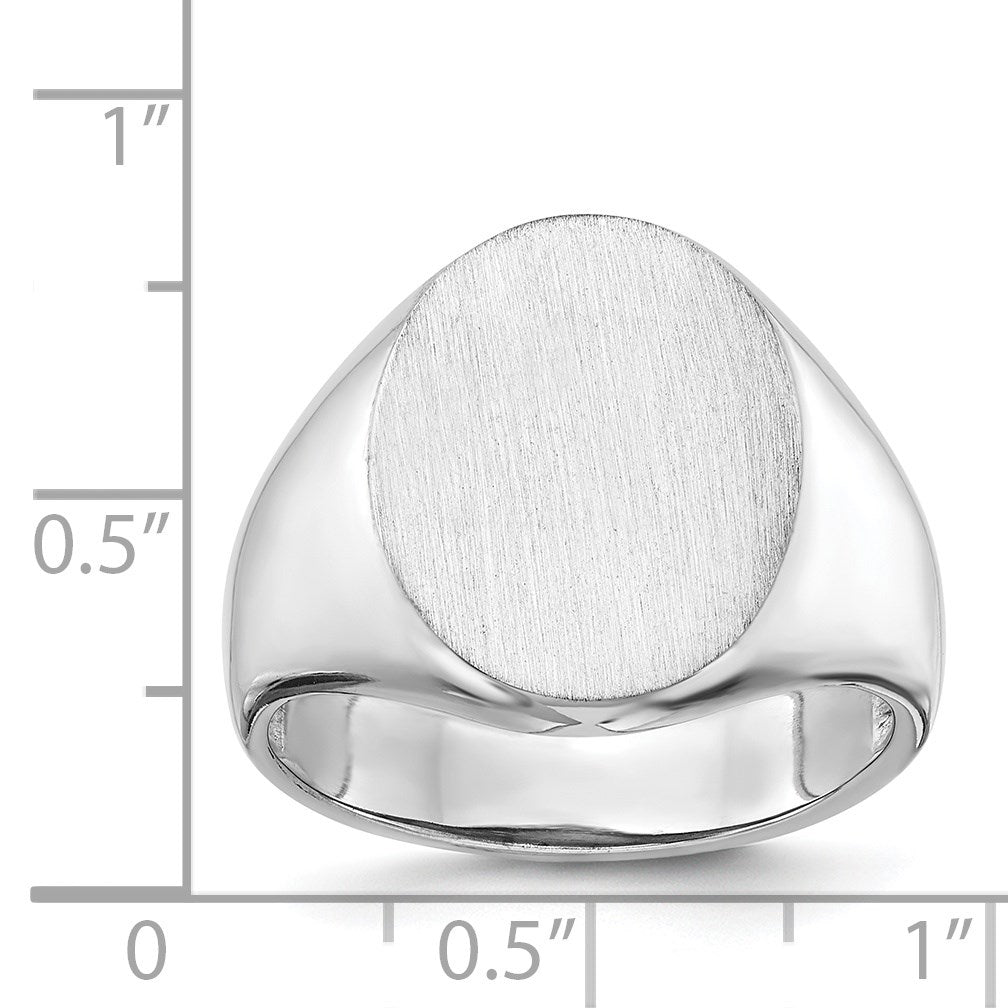 14k White Gold 14.5x18.0mm Oval Open Back Mens Signet Ring