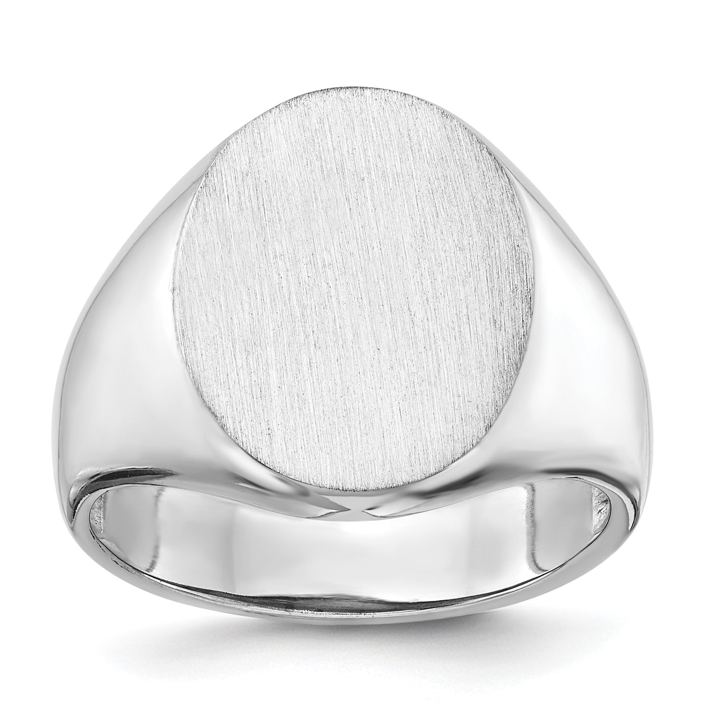 14k White Gold 14.5x18.0mm Oval Open Back Mens Signet Ring