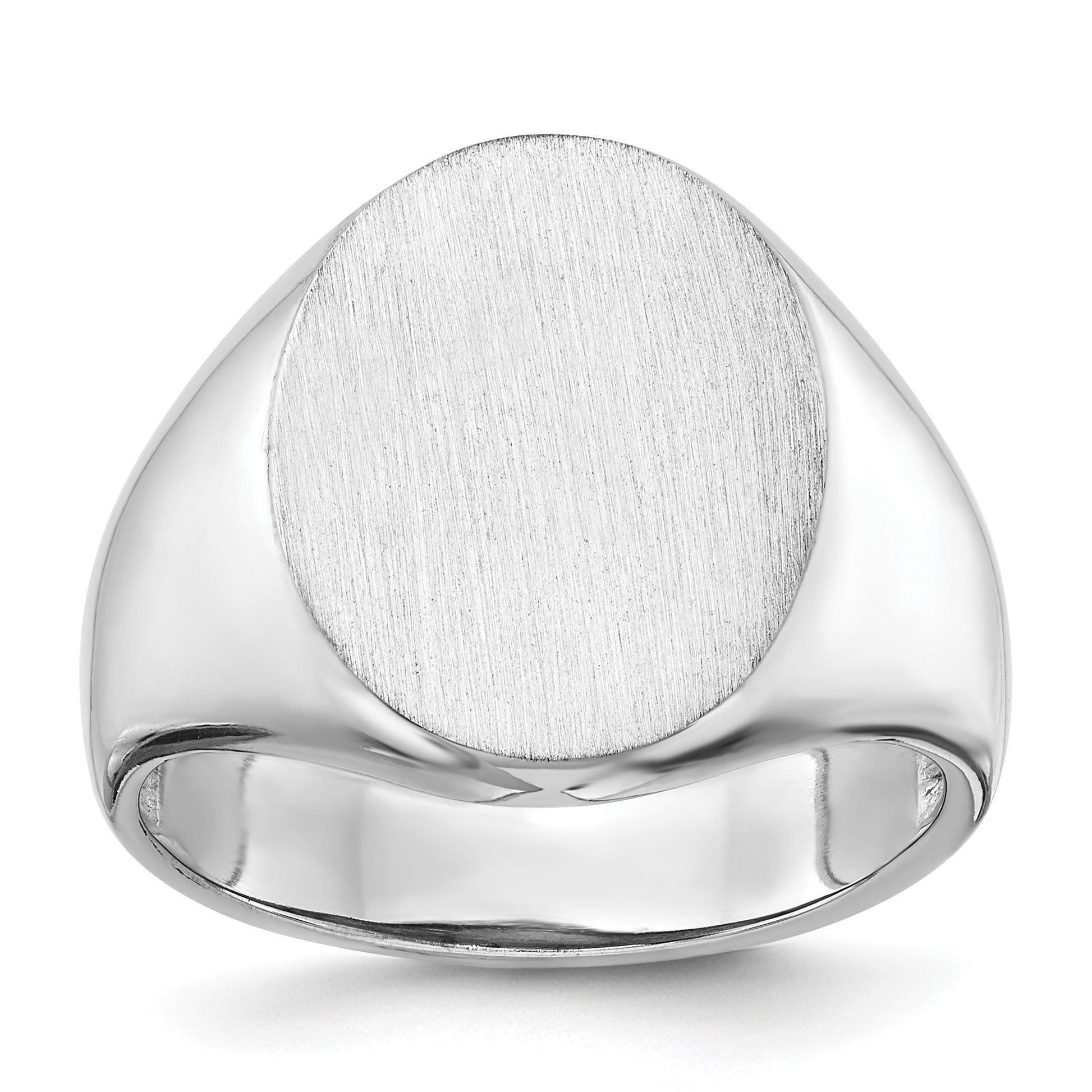 14k White Gold 14.5x18.0mm Oval Open Back Mens Signet Ring