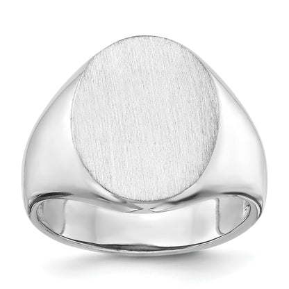 14k White Gold 14.5x18.0mm Oval Open Back Mens Signet Ring