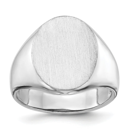 14k White Gold 14.5x18.0mm Oval Open Back Mens Signet Ring