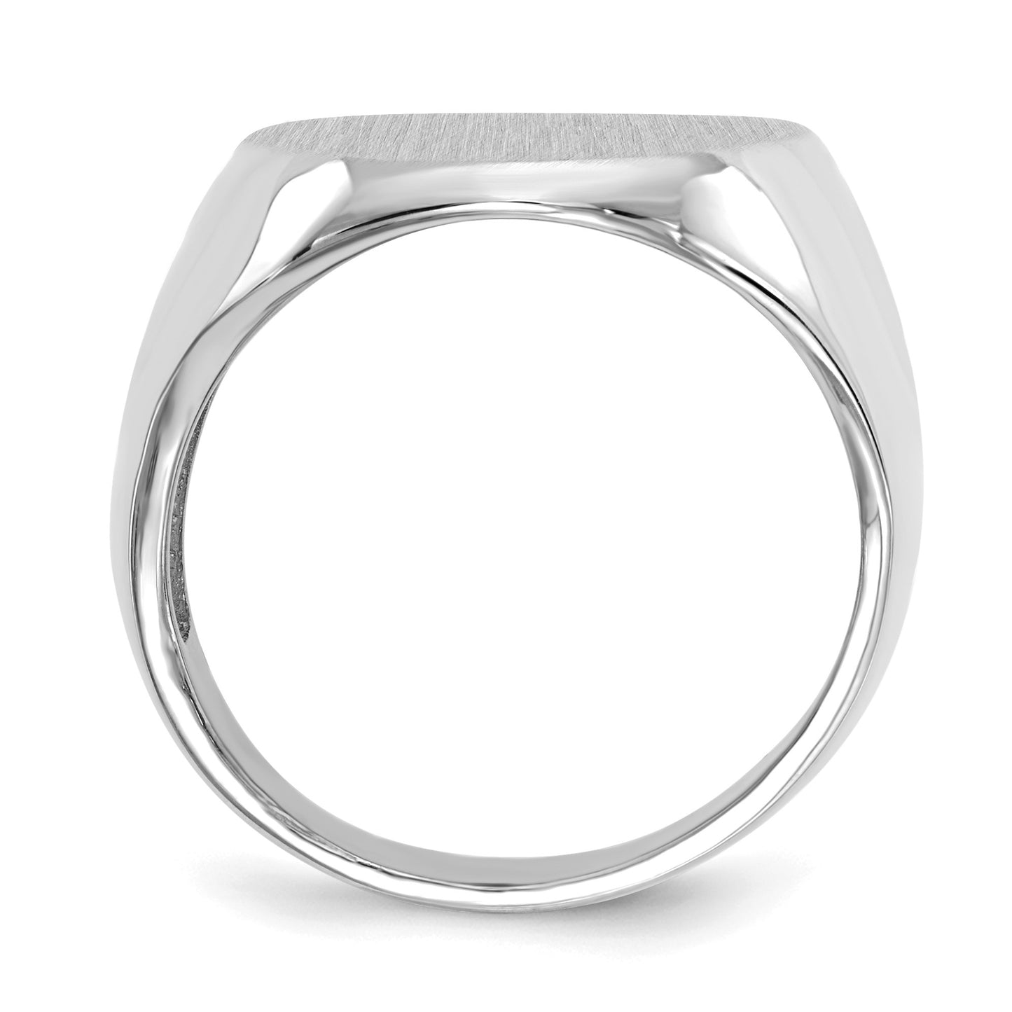 14k White Gold 16.0x20.5mm Oval Open Back Signet Ring