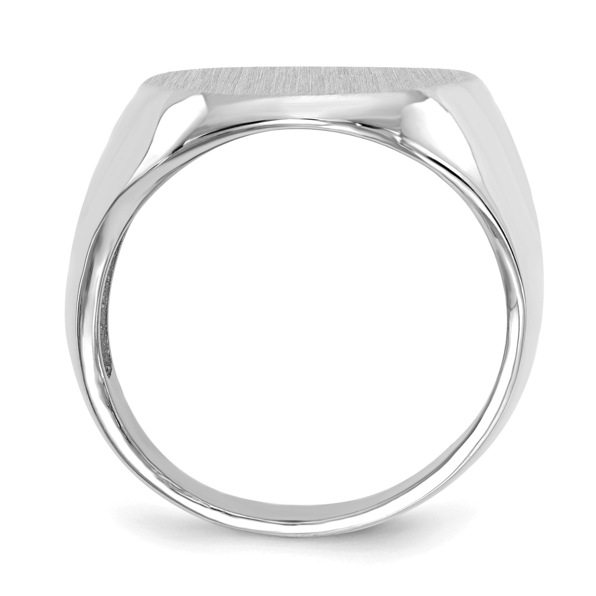 14k White Gold 16.0x20.5mm Oval Open Back Signet Ring