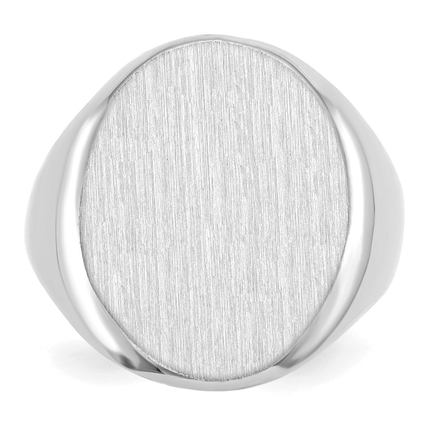 14k White Gold 16.0x20.5mm Oval Open Back Signet Ring
