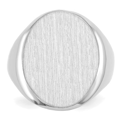 14k White Gold 16.0x20.5mm Oval Open Back Signet Ring