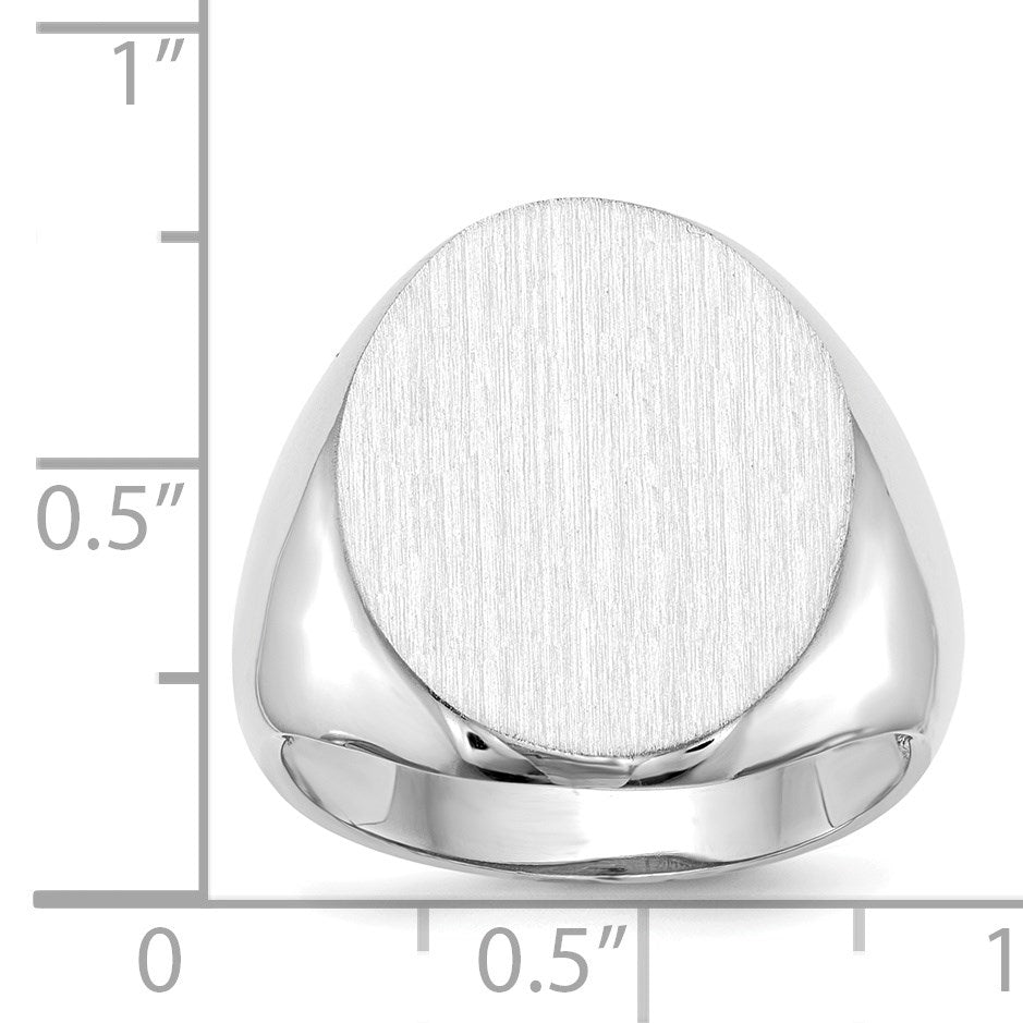 14k White Gold 16.0x20.5mm Oval Open Back Signet Ring