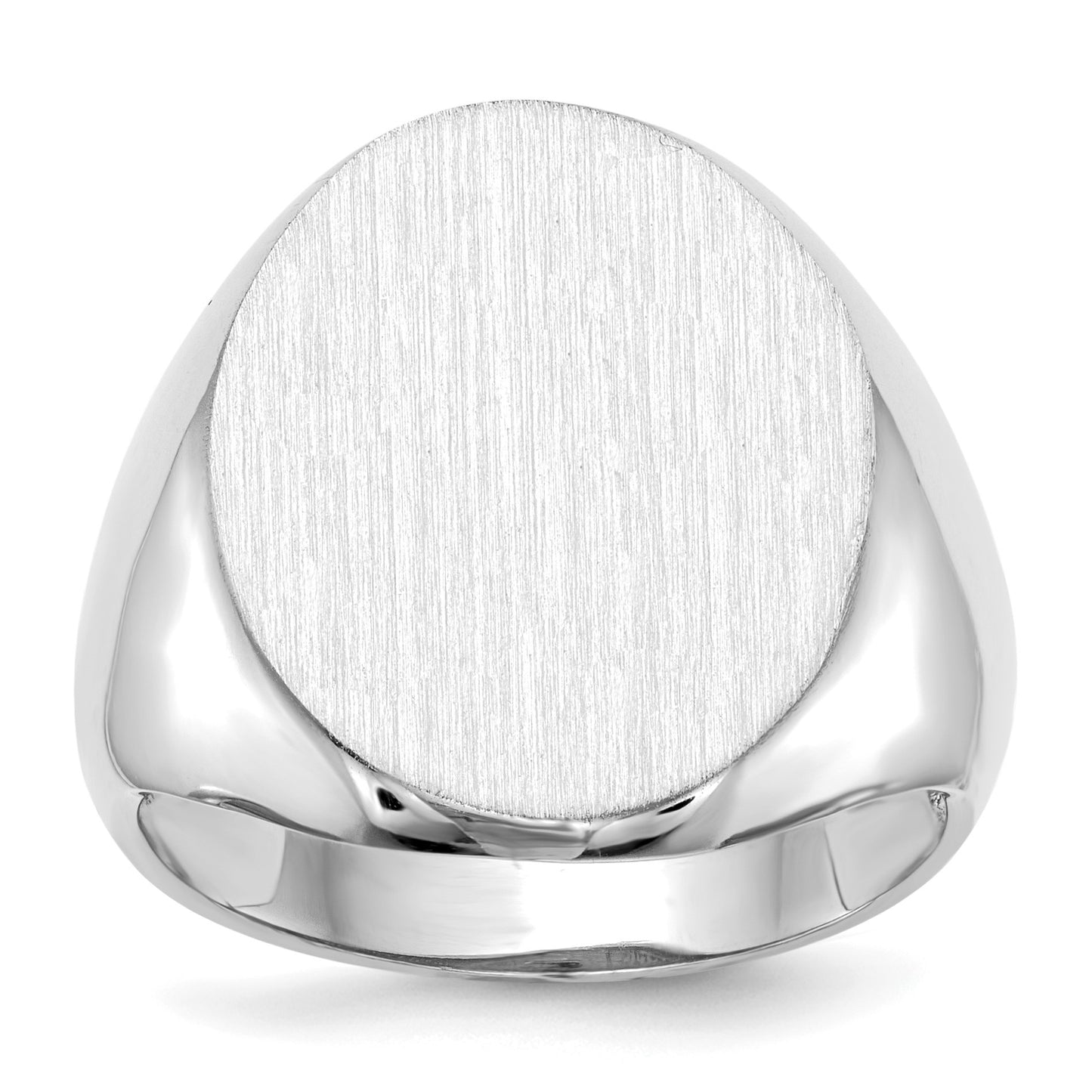 14k White Gold 16.0x20.5mm Oval Open Back Signet Ring