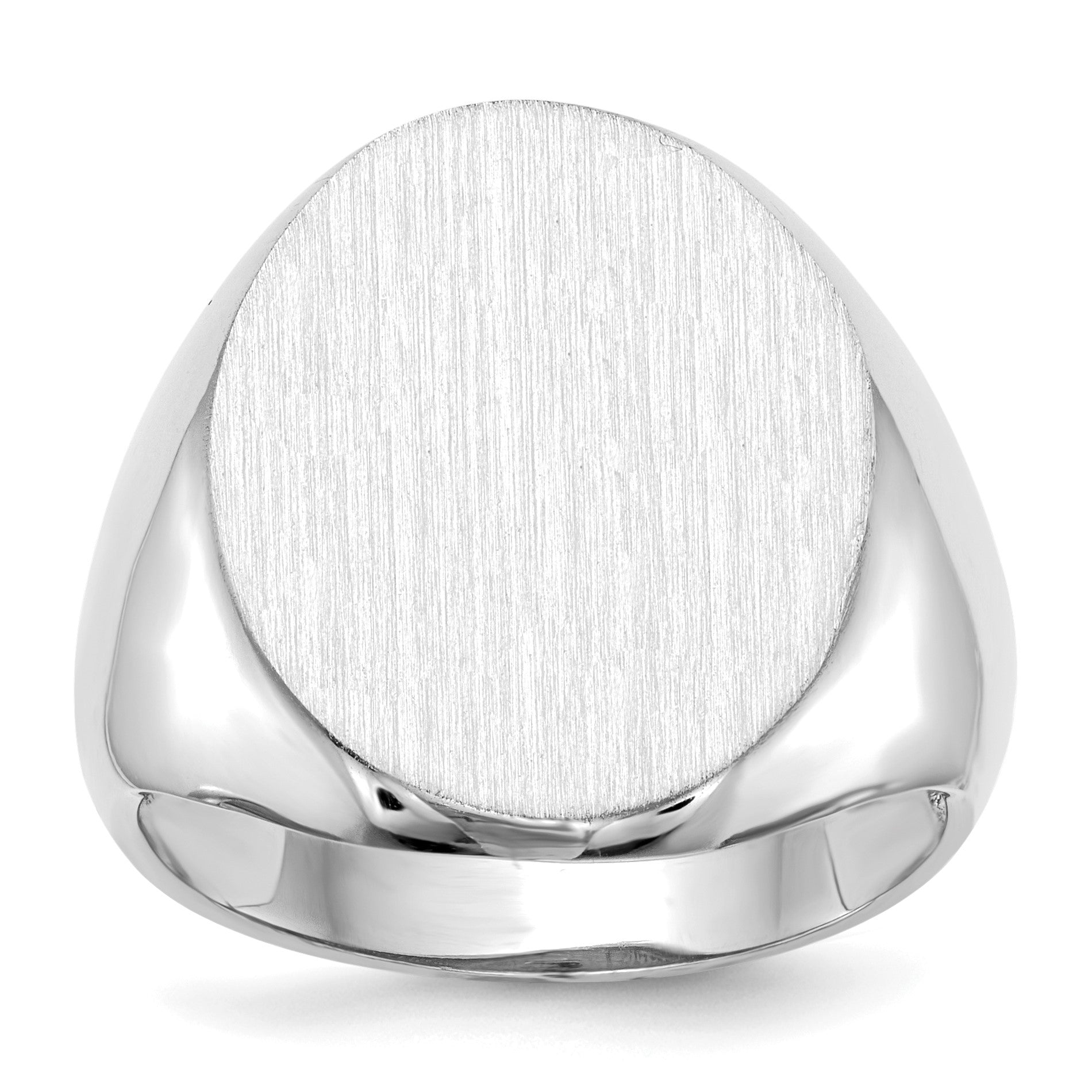 14k White Gold 16.0x20.5mm Oval Open Back Signet Ring