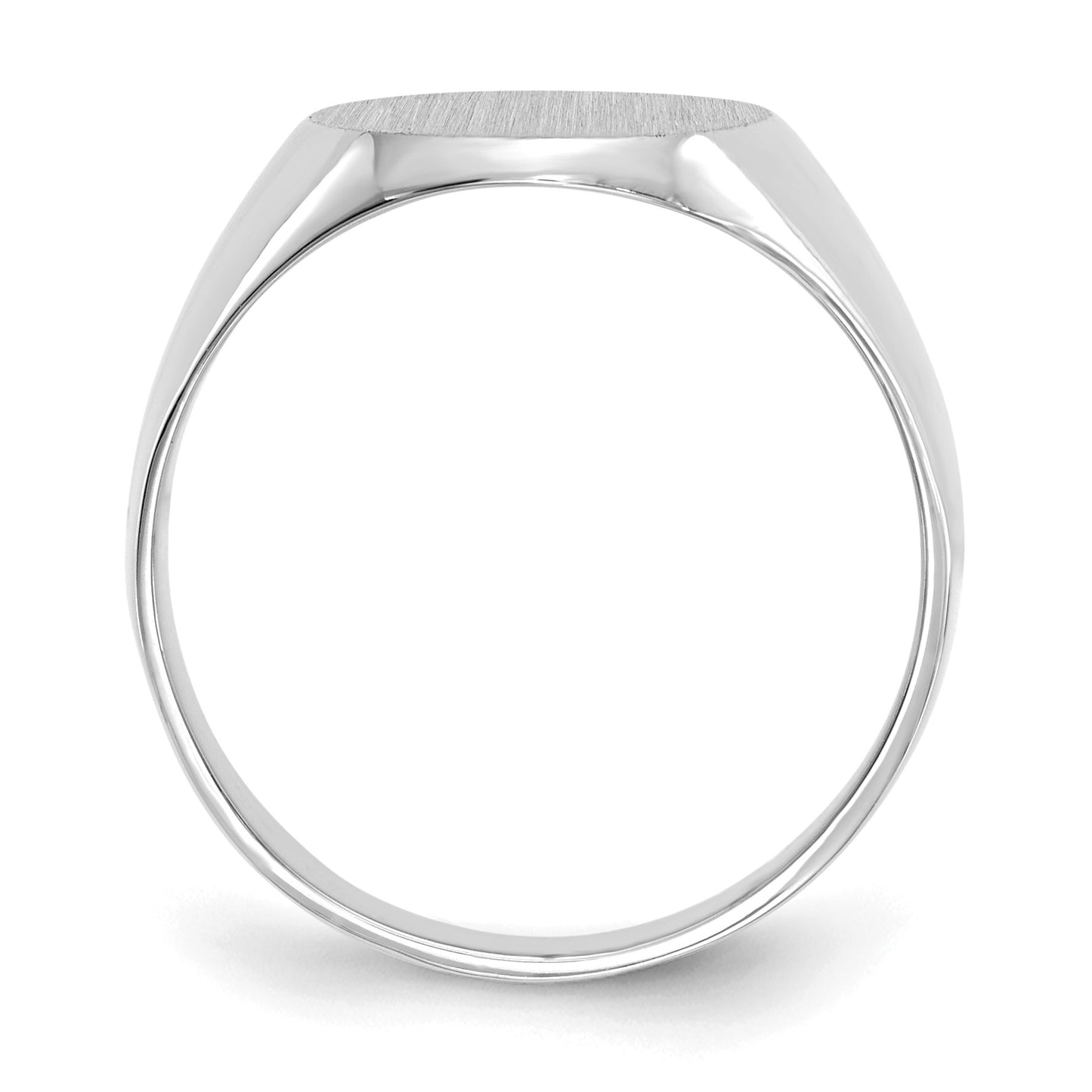 14k White Gold 11.0x13.0mm Oval Closed Back Signet Ring