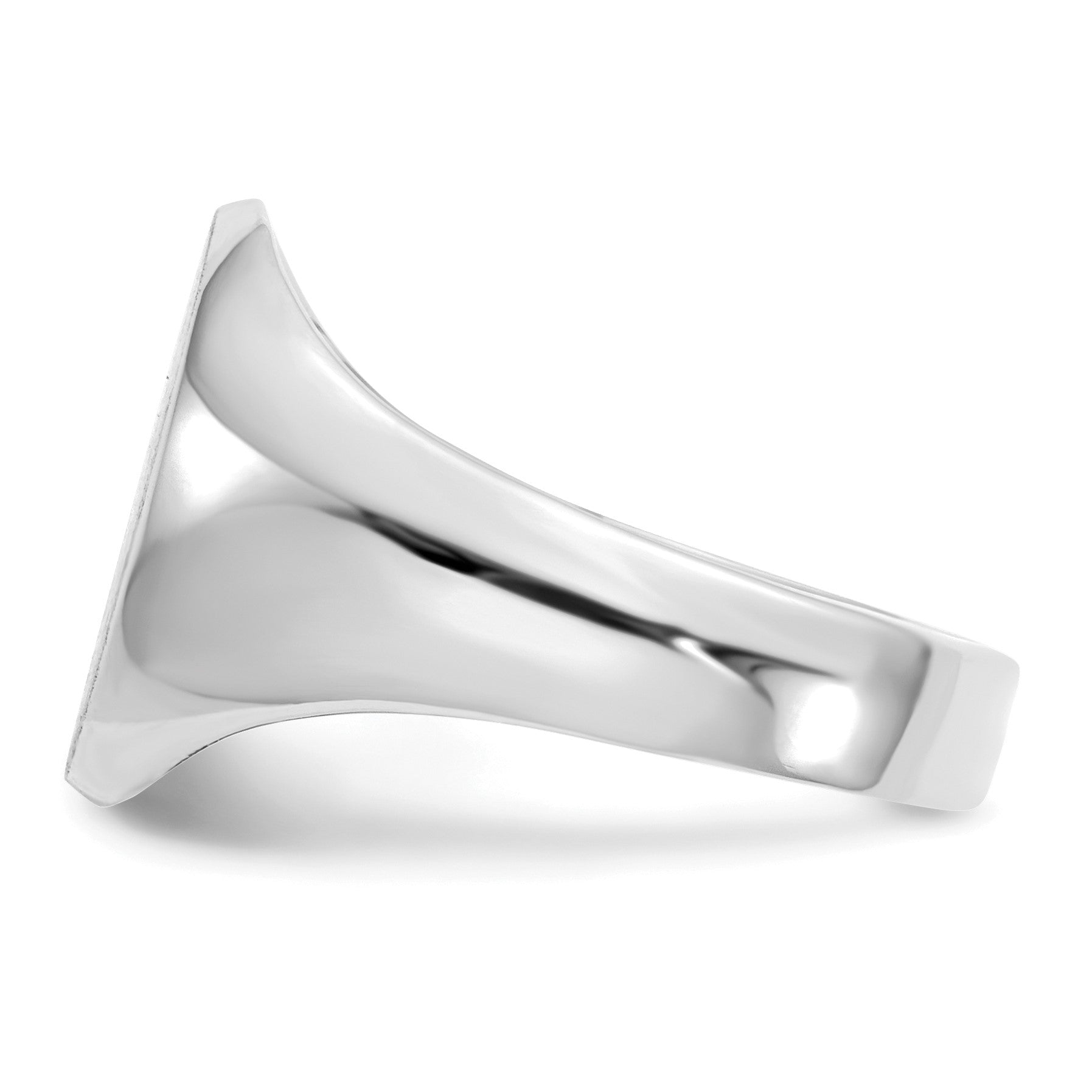 14k White Gold 11.0x13.0mm Oval Closed Back Signet Ring