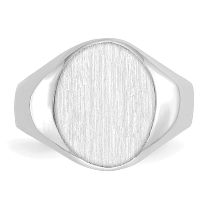 14k White Gold 11.0x13.0mm Oval Closed Back Signet Ring