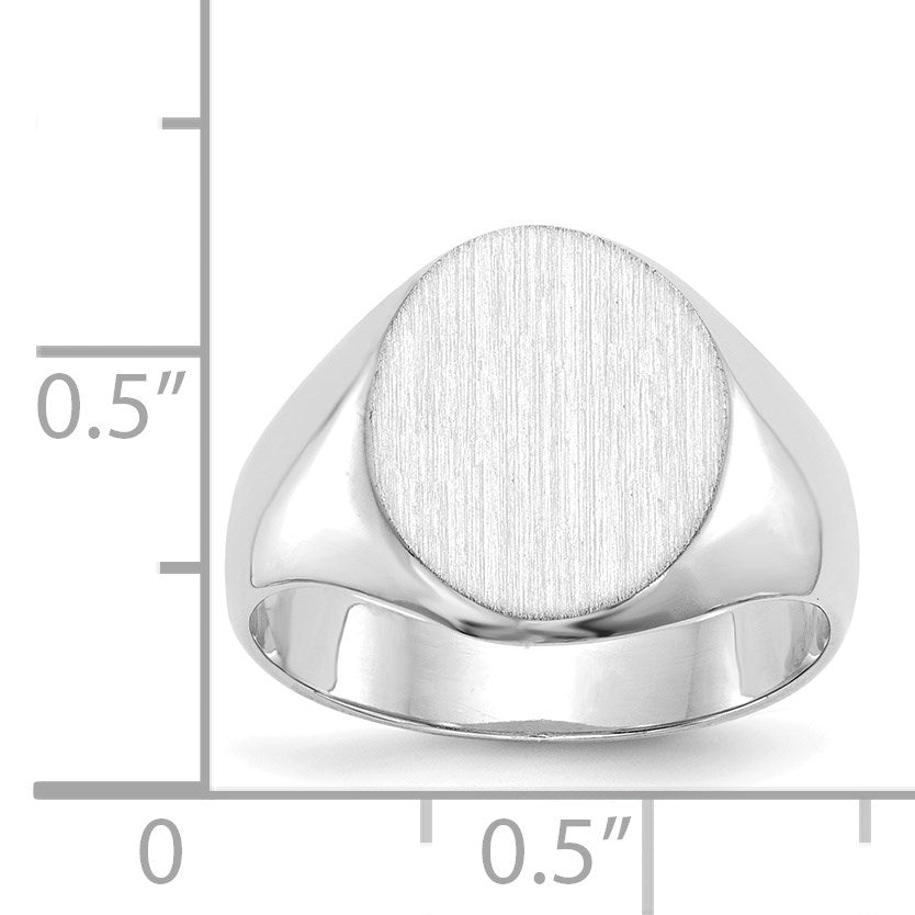 14k White Gold 11.0x13.0mm Oval Closed Back Signet Ring