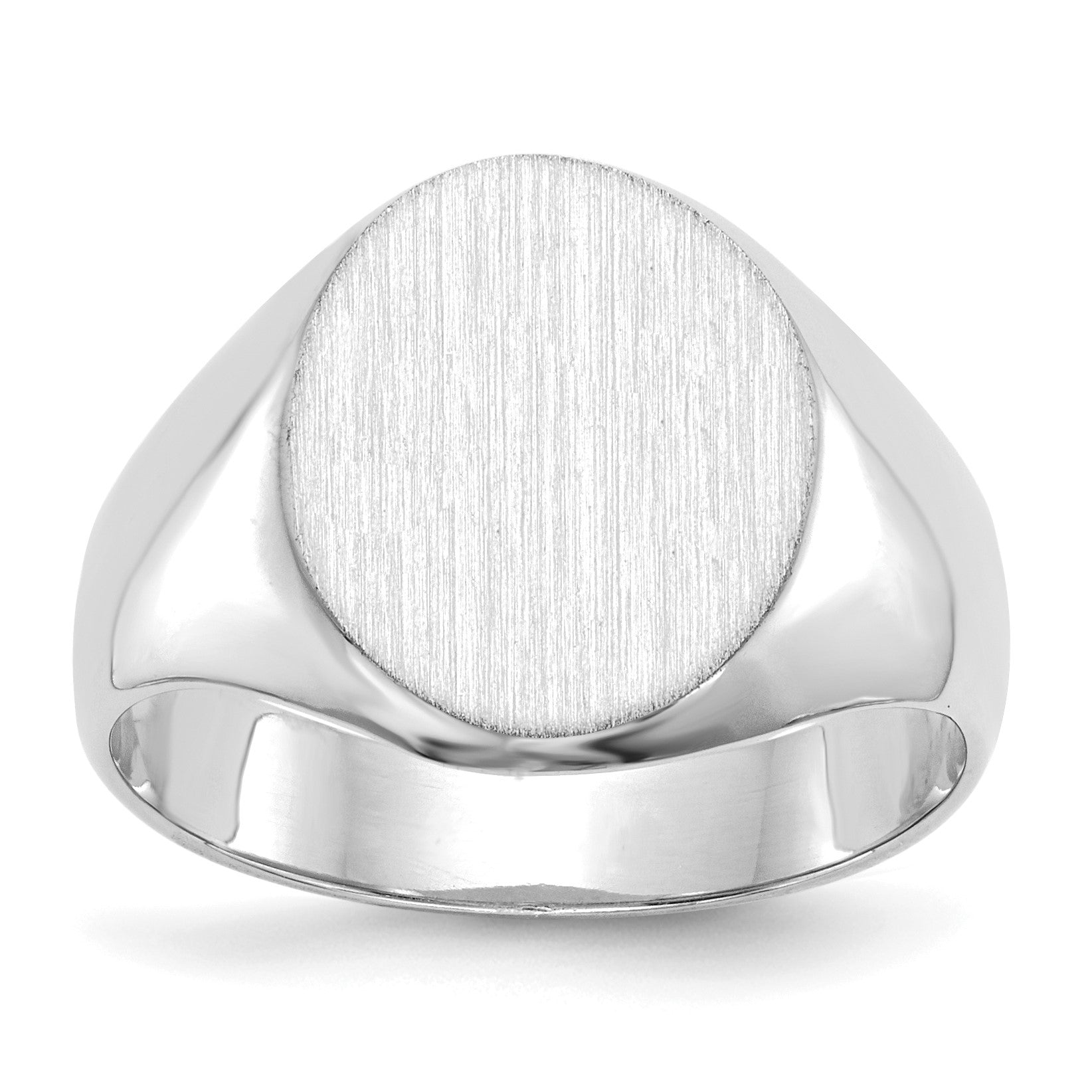 14k White Gold 11.0x13.0mm Oval Closed Back Signet Ring