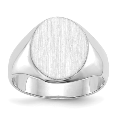 14k White Gold 11.0x13.0mm Oval Closed Back Signet Ring