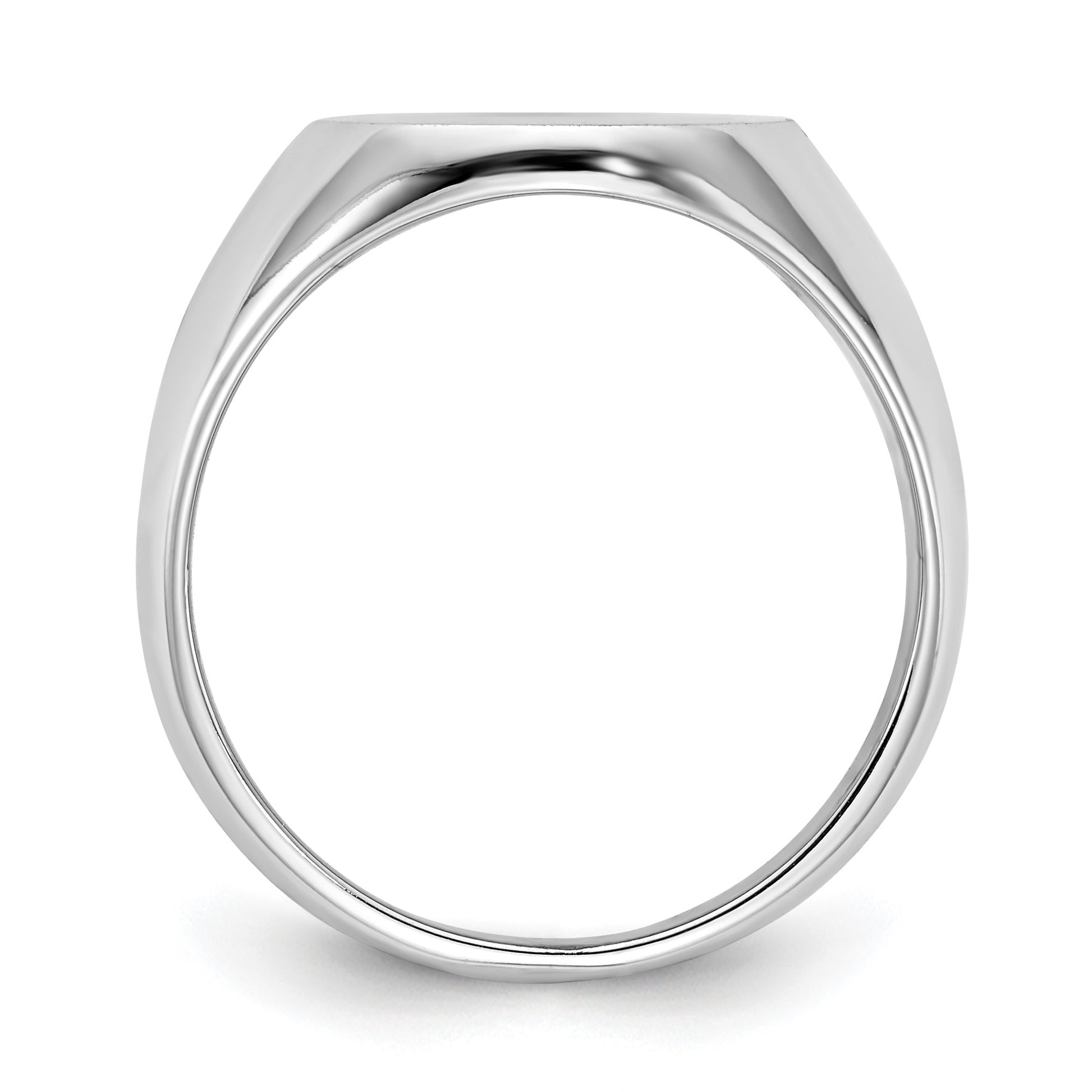 14k White Gold 13.5x14.0mm Oval Closed Back Signet Ring