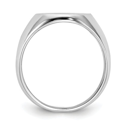 14k White Gold 13.5x14.0mm Oval Closed Back Signet Ring