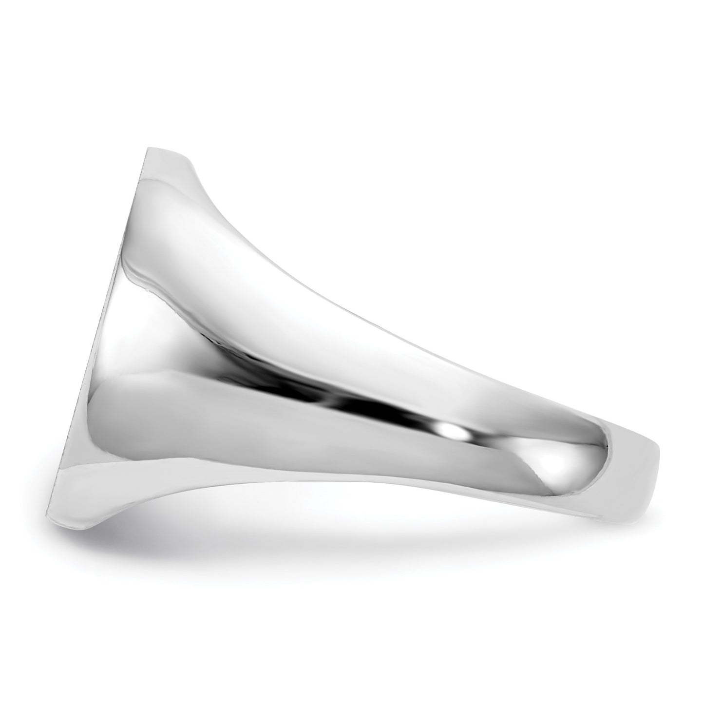 14k White Gold 13.5x14.0mm Oval Closed Back Signet Ring