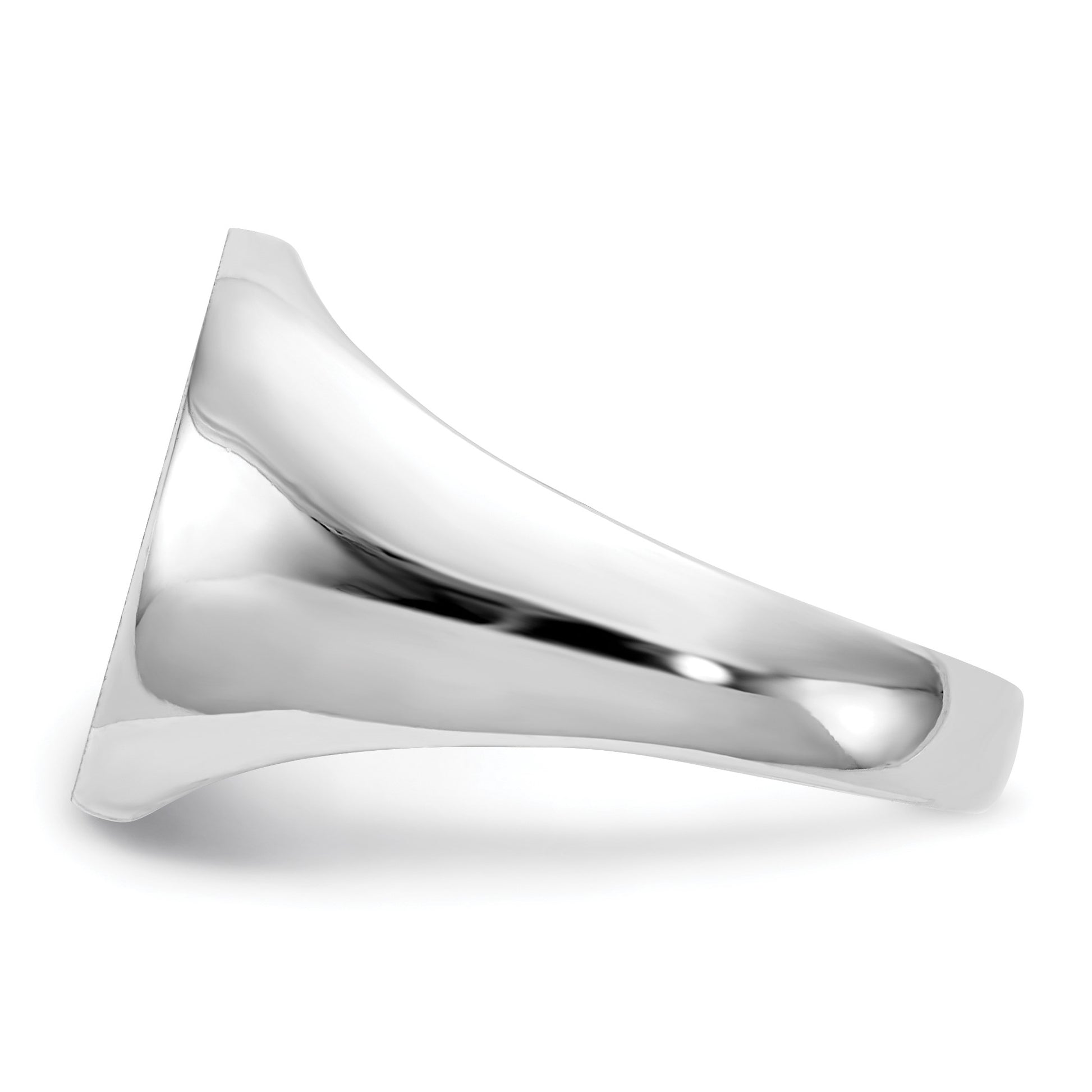 14k White Gold 13.5x14.0mm Oval Closed Back Signet Ring