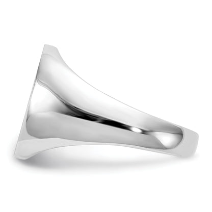 14k White Gold 13.5x14.0mm Oval Closed Back Signet Ring