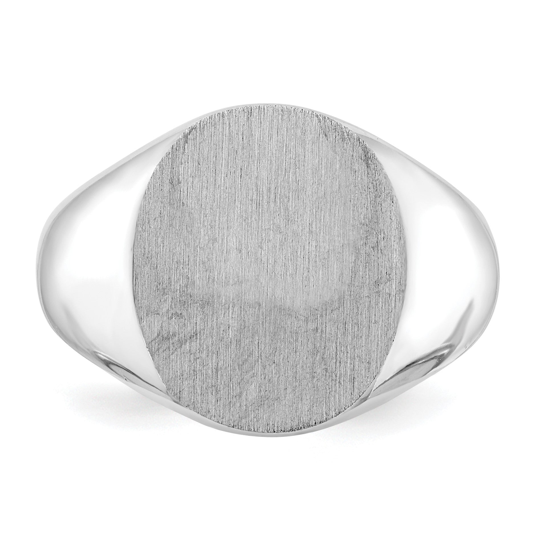 14k White Gold 13.5x14.0mm Oval Closed Back Signet Ring