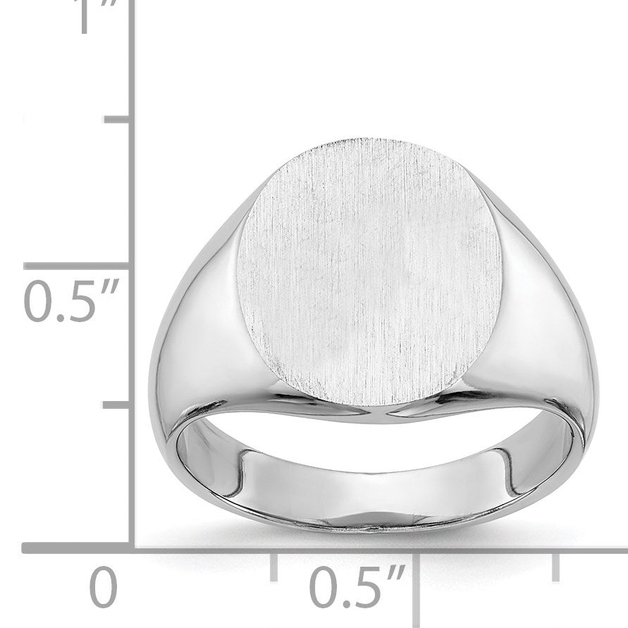 14k White Gold 13.5x14.0mm Oval Closed Back Signet Ring