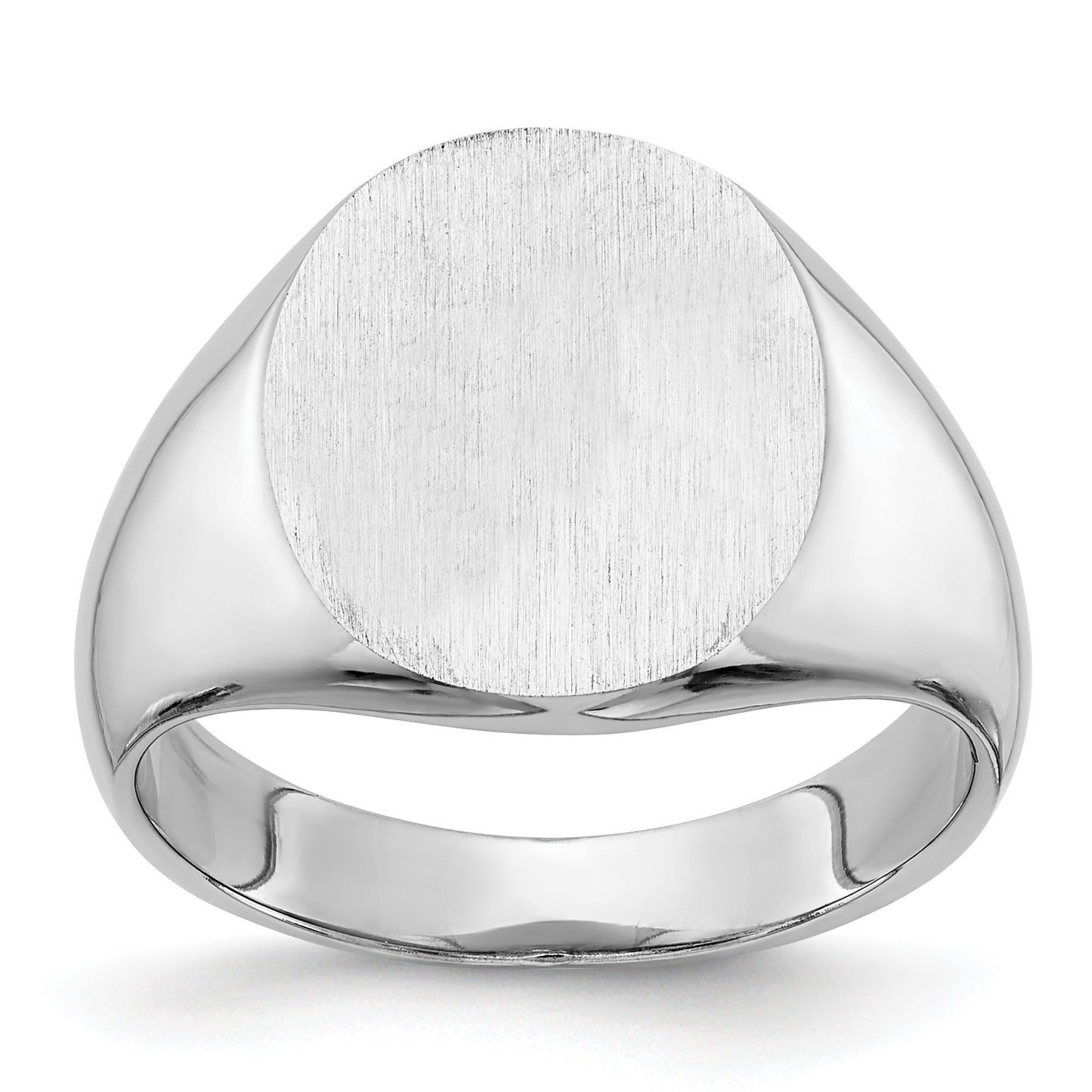 14k White Gold 13.5x14.0mm Oval Closed Back Signet Ring