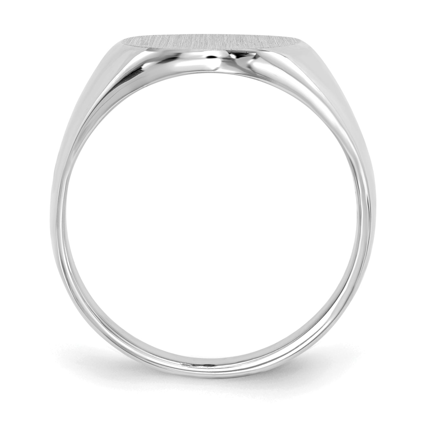 14k White Gold 14.0x17.5mm Oval Closed Back Mens Signet Ring