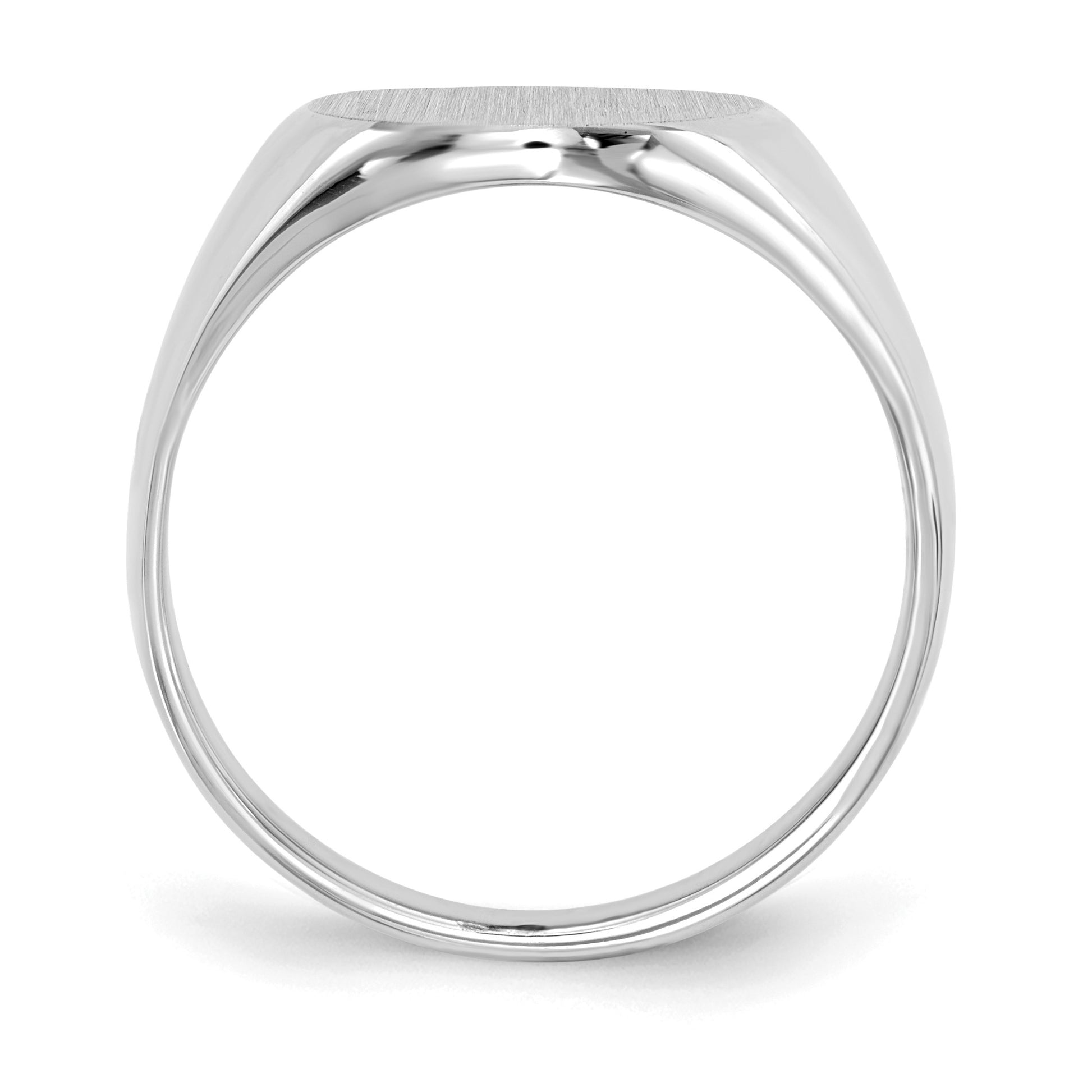 14k White Gold 14.0x17.5mm Oval Closed Back Mens Signet Ring