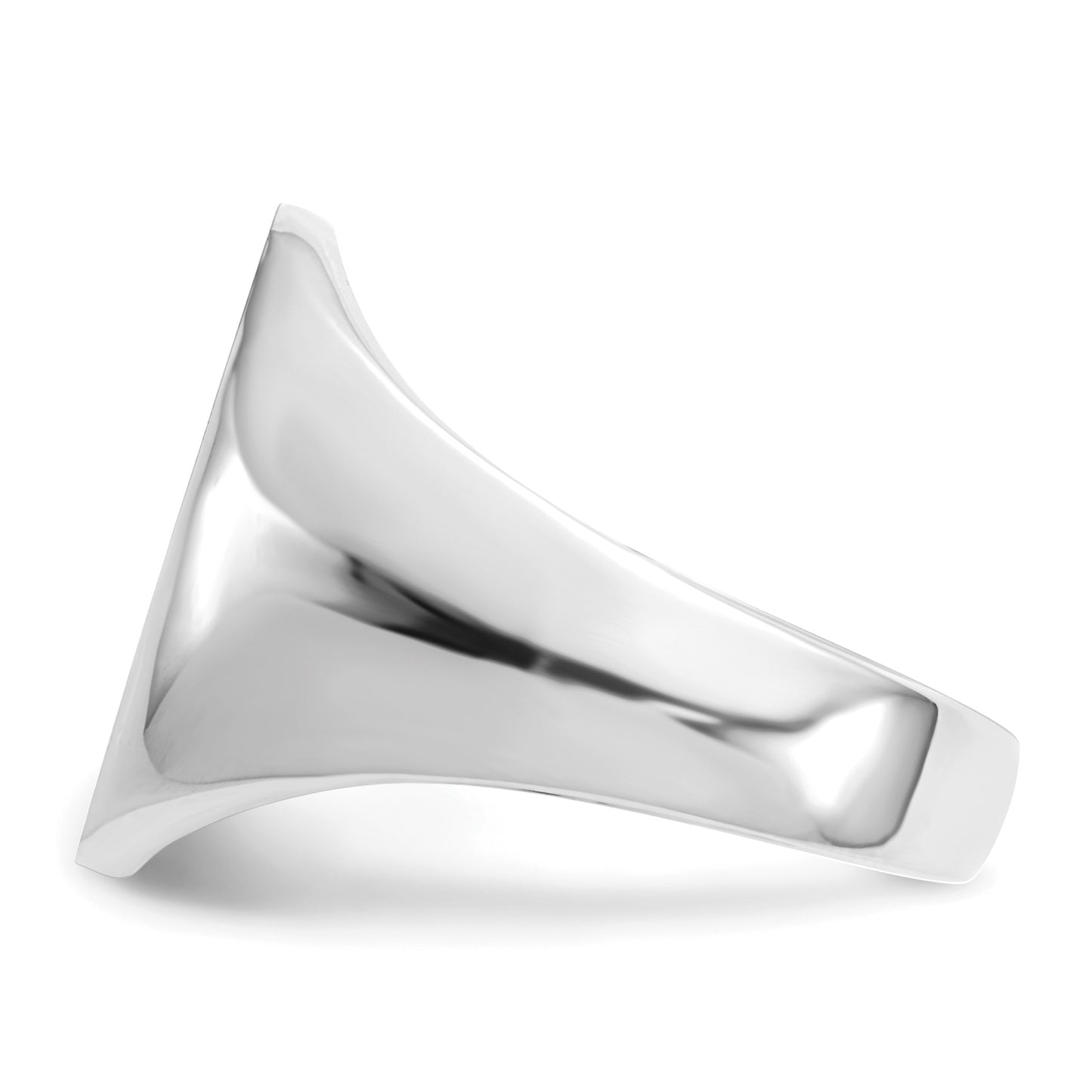 14k White Gold 14.0x17.5mm Oval Closed Back Mens Signet Ring